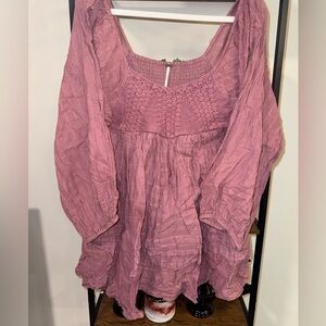 Free People Mauve Smocked Dress